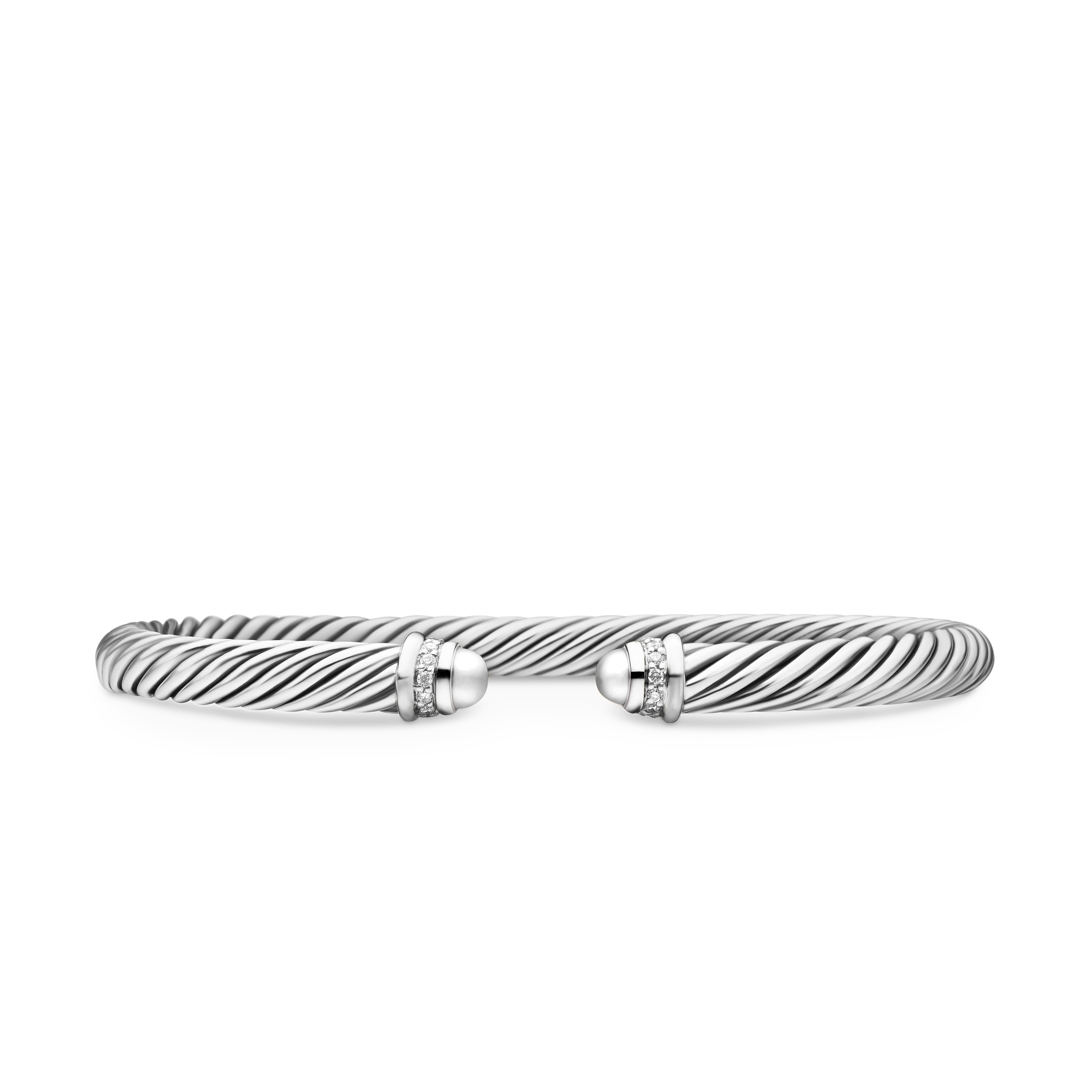 Classic Cable Bracelet in Sterling Silver with Diamonds, 5mm Classic Cable Bracelet in Sterling Silver with Diamonds, 5mm
