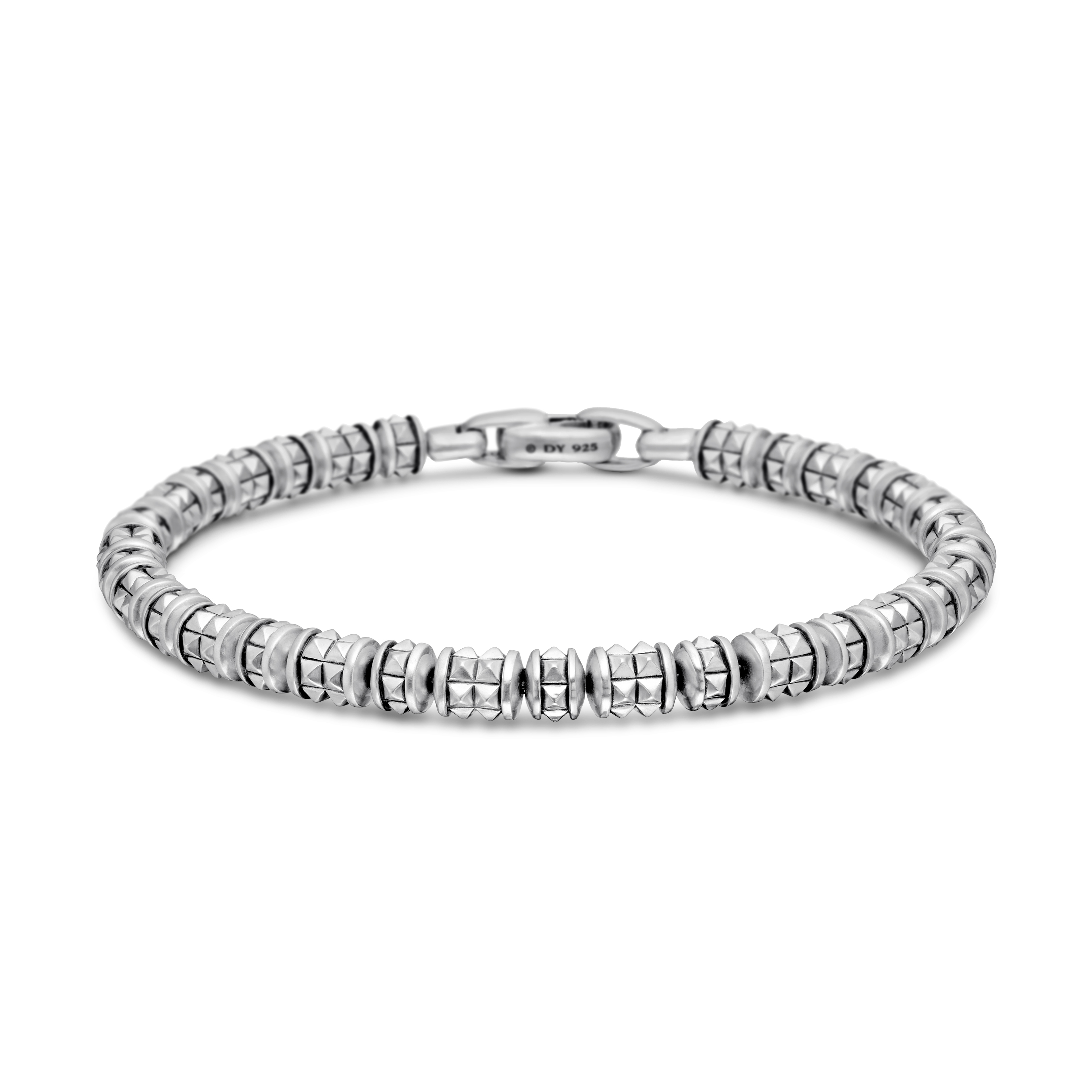 Pyramid Bead Bracelet in Sterling Silver, 6mm Pyramid Bead Bracelet in Sterling Silver, 6mm