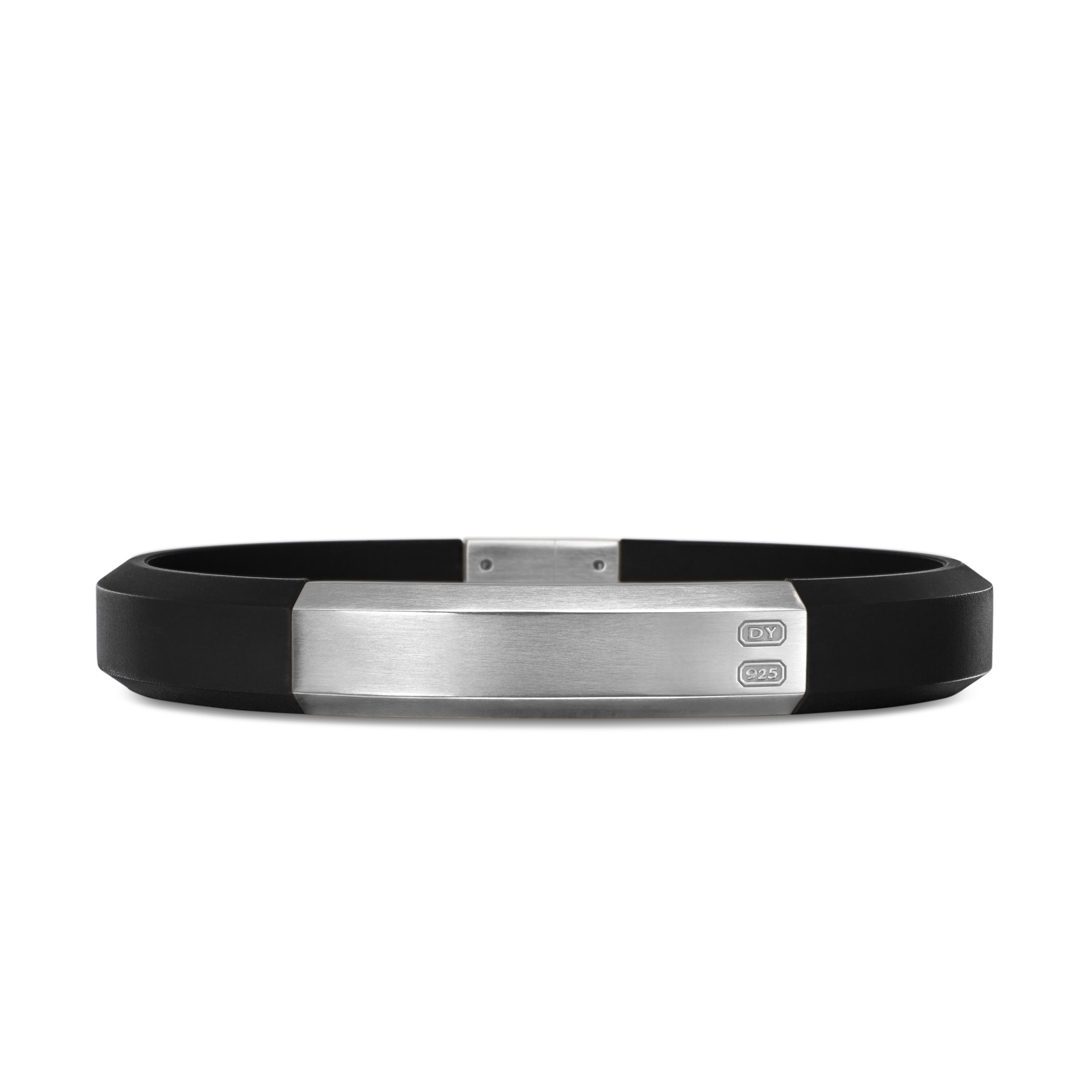 Streamline® ID Bracelet  with Black Rubber and Sterling Silver, 10mm