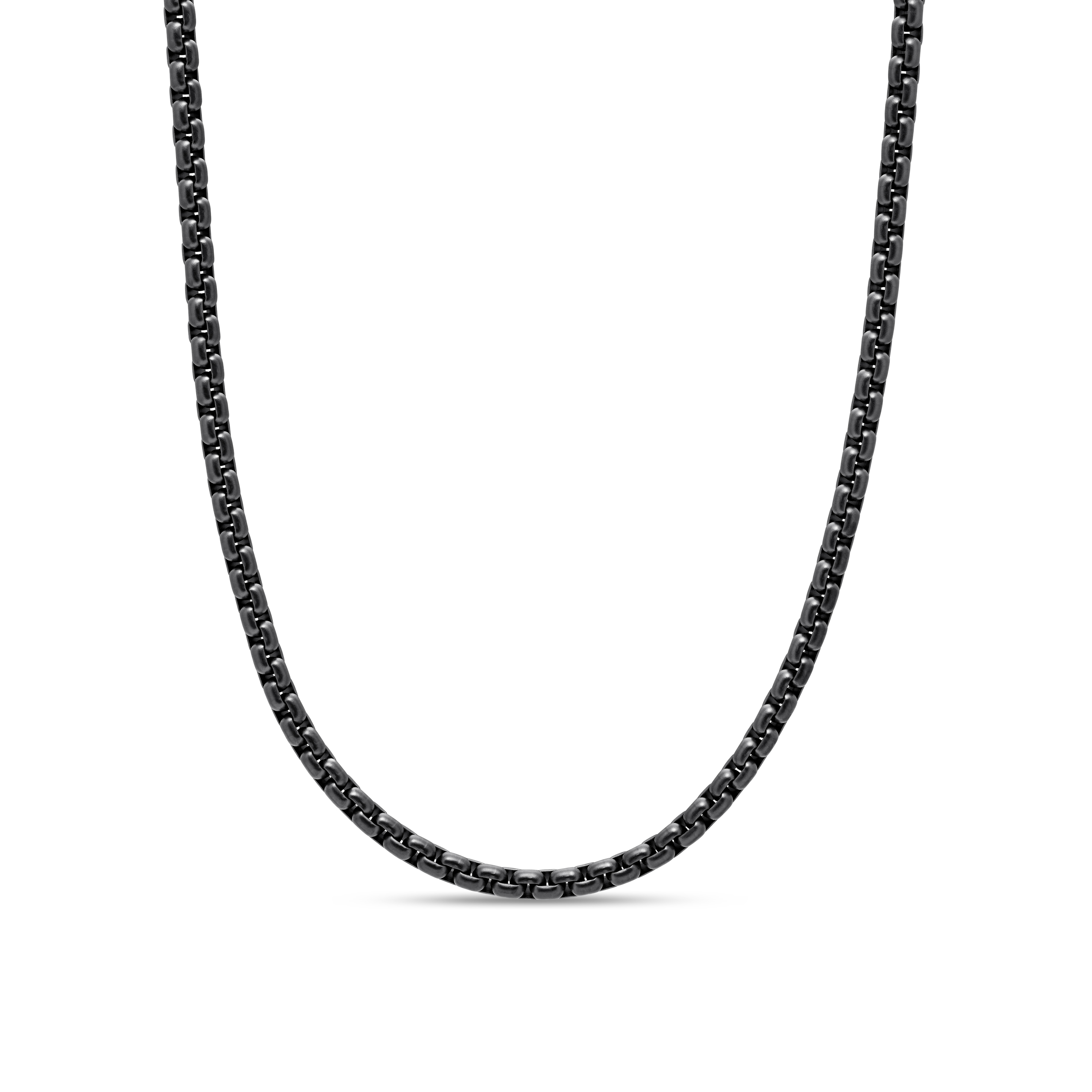 Box Chain Necklace in Darkened Stainless Steel, 4mm Box Chain Necklace in Darkened Stainless Steel, 4mm