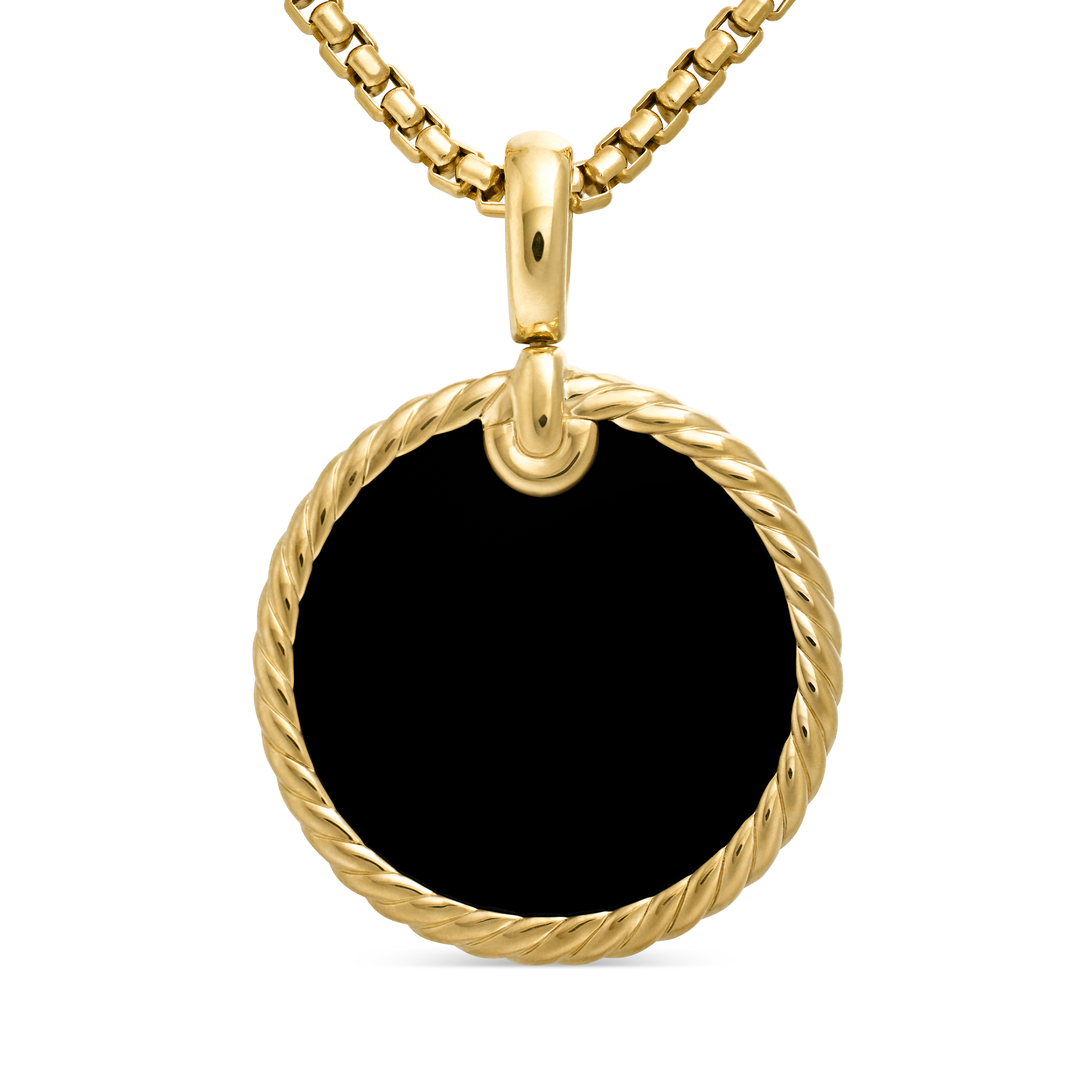 DY Elements® Disc Pendant in 18K Yellow Gold with Black Onyx Reversible to Mother of Pearl, 24mm