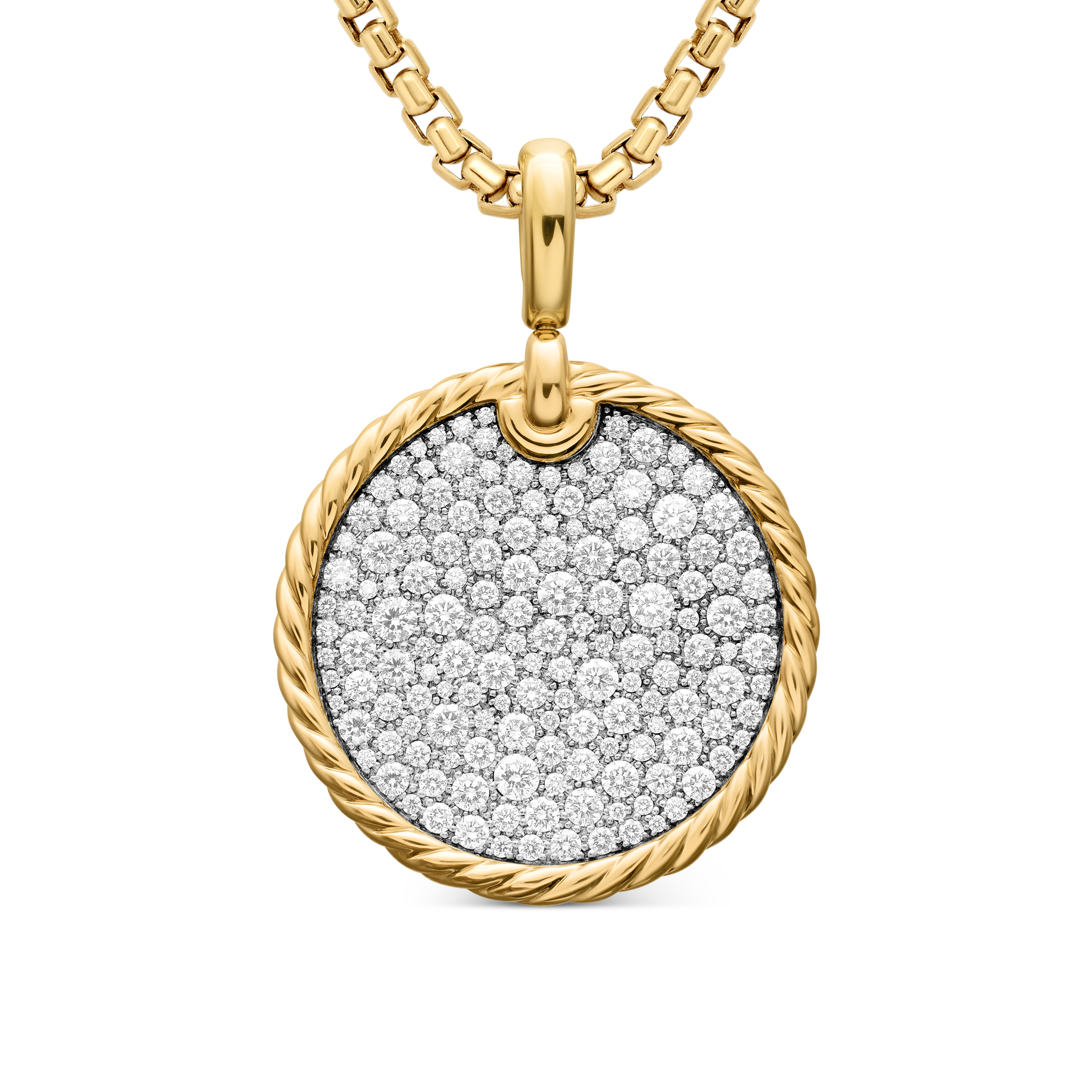 DY Elements® Disc Pendant in 18K Yellow Gold with Diamonds, 24mm DY Elements® Disc Pendant in 18K Yellow Gold with Diamonds, 24mm