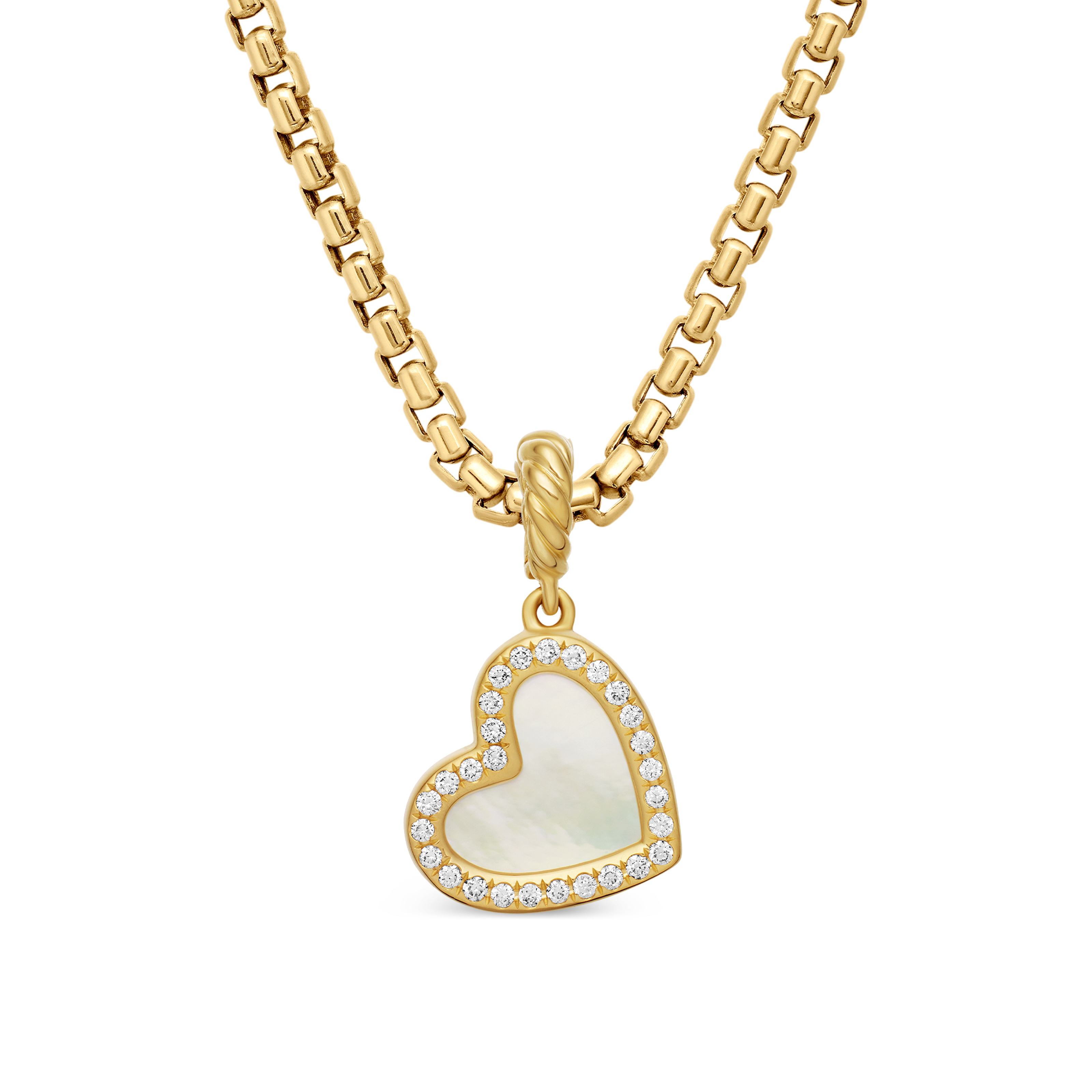 DY Elements® Heart Pendant in 18K Yellow Gold with Mother of Pearl and Diamonds, 19.5mm DY Elements® Heart Pendant in 18K Yellow Gold with Mother of Pearl and Diamonds, 19.5mm