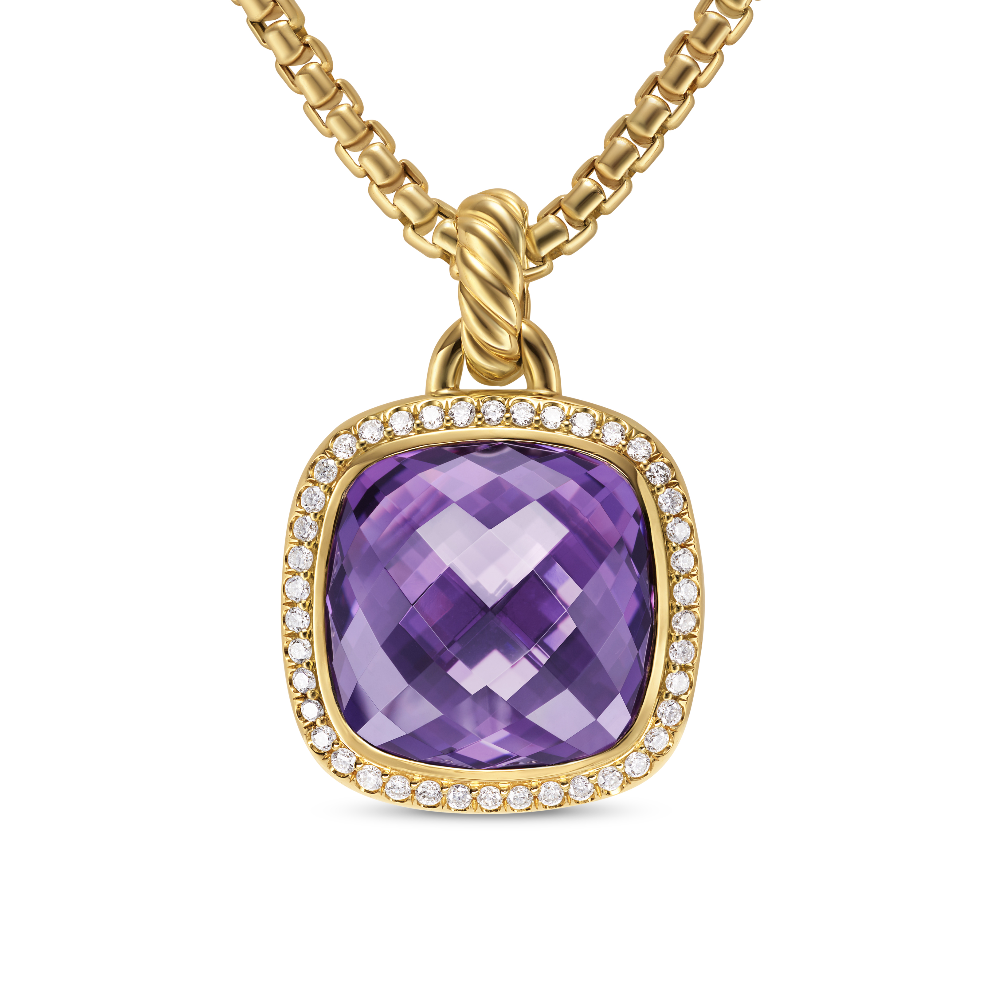 Albion® Pendant in 18K Yellow Gold with Amethyst and Diamonds, 15mm Albion® Pendant in 18K Yellow Gold with Amethyst and Diamonds, 15mm