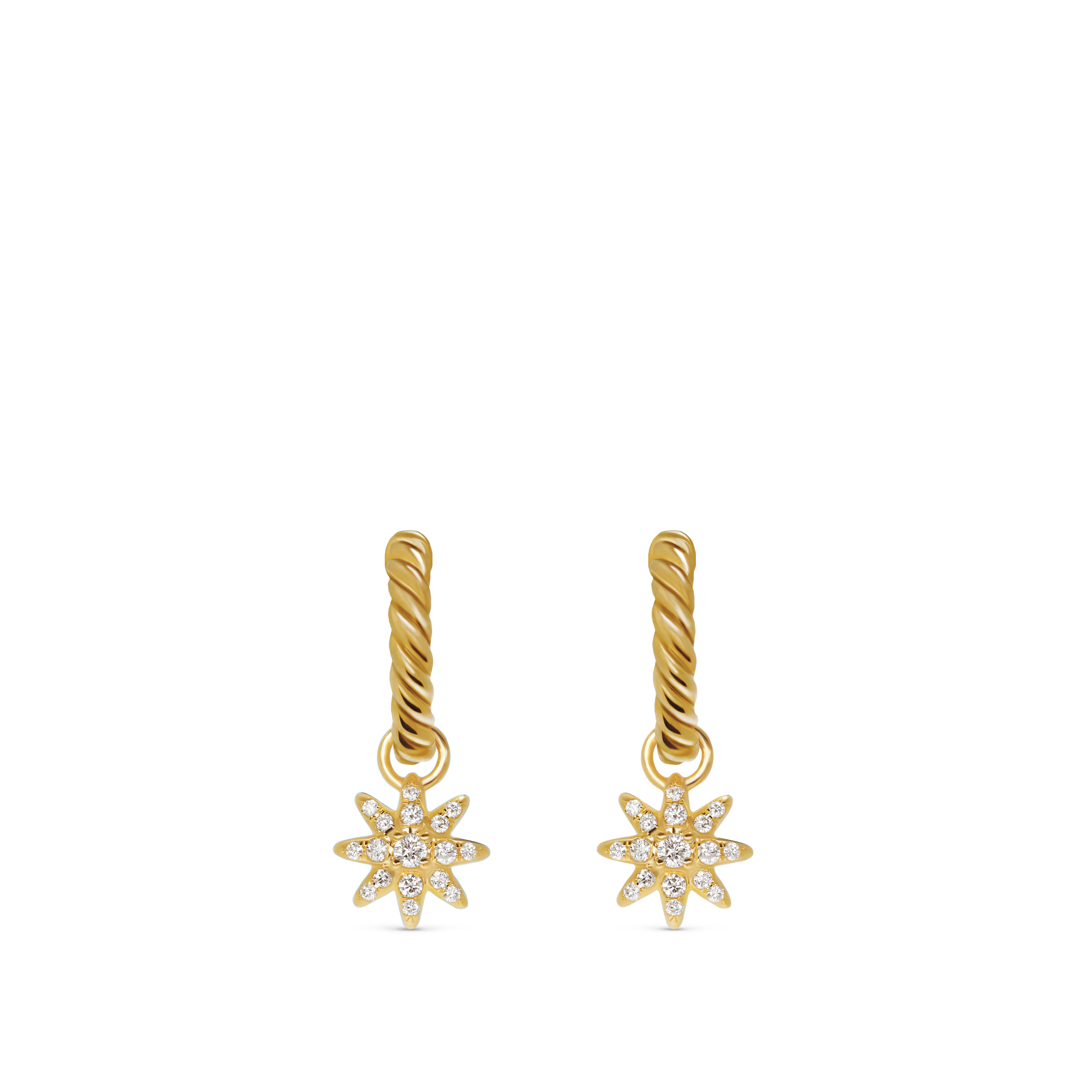 Petite Starburst Drop Earrings in 18K Yellow Gold with Diamonds, 18.1mm