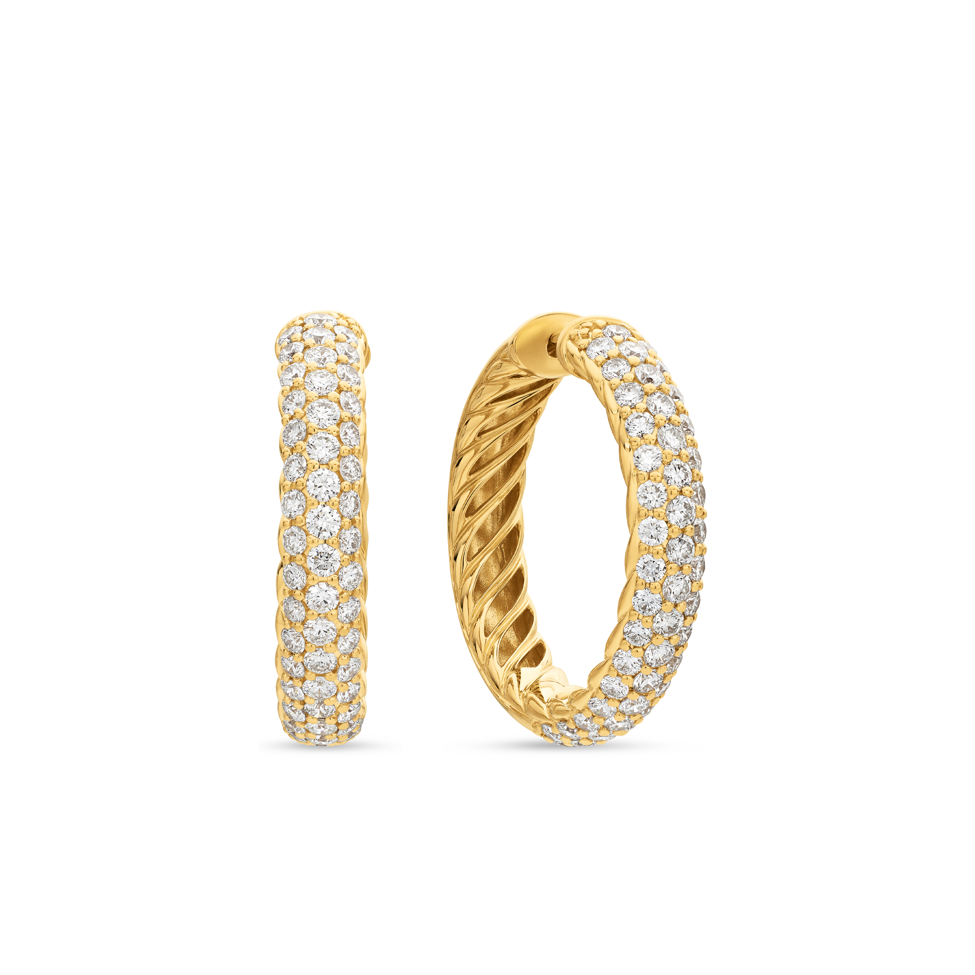 DY Mercer® Hoop Earrings in 18K Yellow Gold with Diamonds, 25.4mm DY Mercer® Hoop Earrings in 18K Yellow Gold with Diamonds, 25.4mm