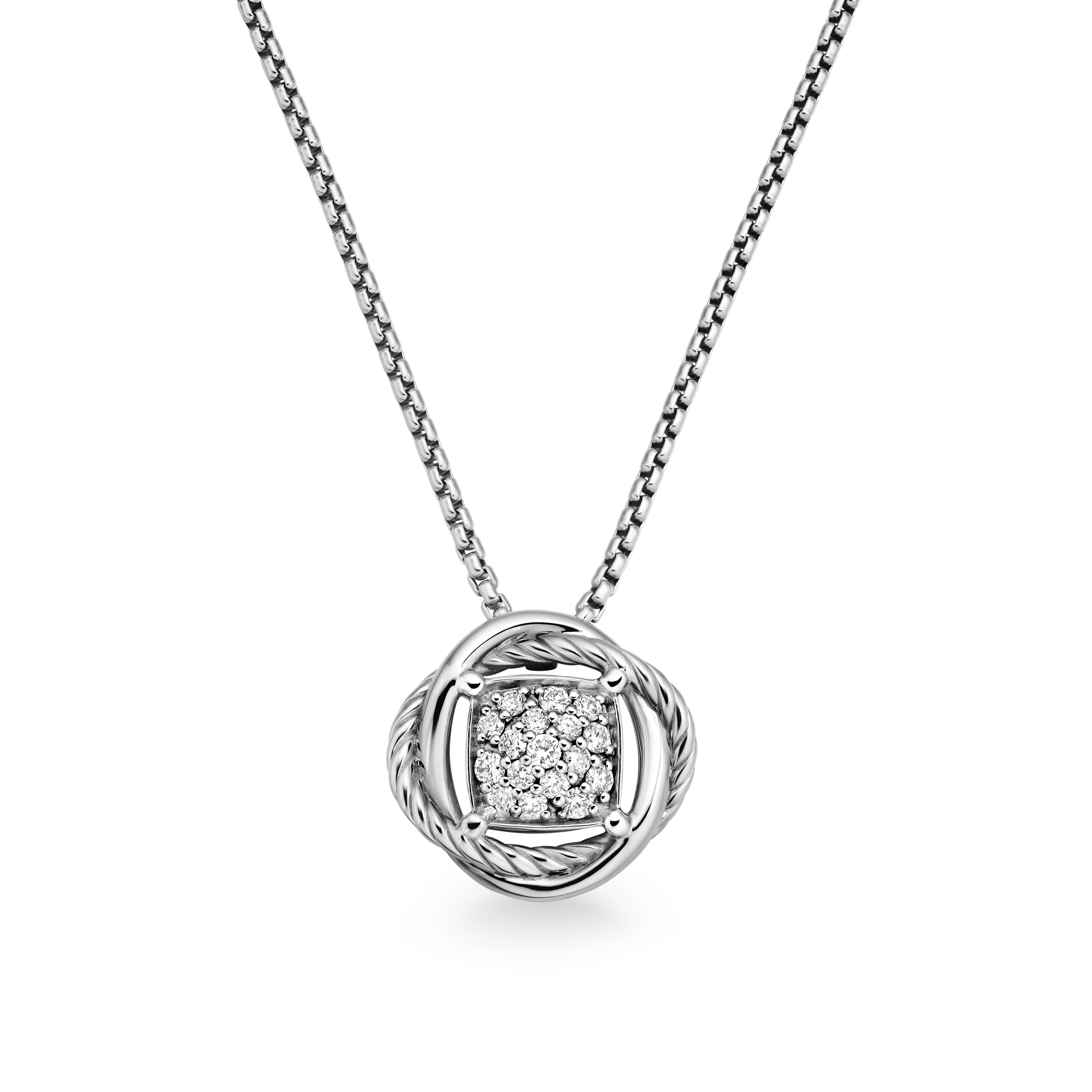 Infinity Pendant Necklace in Sterling Silver with Diamonds, 13mm Infinity Pendant Necklace in Sterling Silver with Diamonds, 13mm