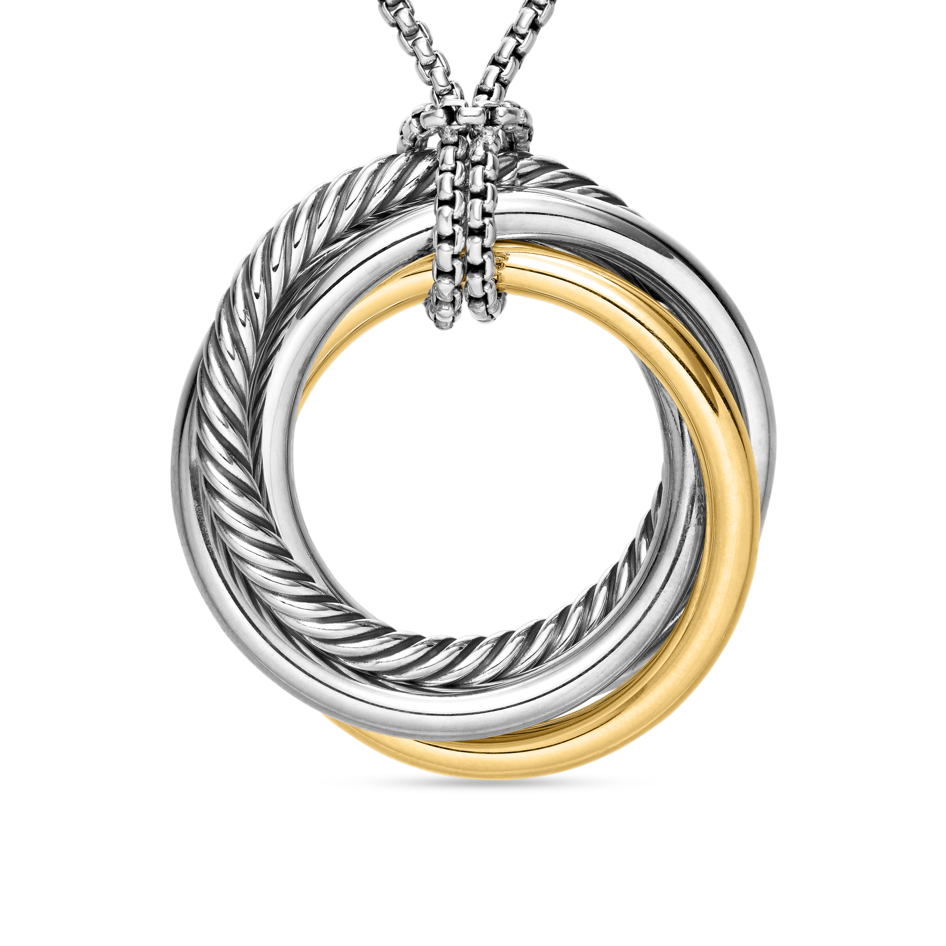 Crossover Pendant Necklace in Sterling Silver with 14K Yellow Gold, 37mm Crossover Pendant Necklace in Sterling Silver with 14K Yellow Gold, 37mm