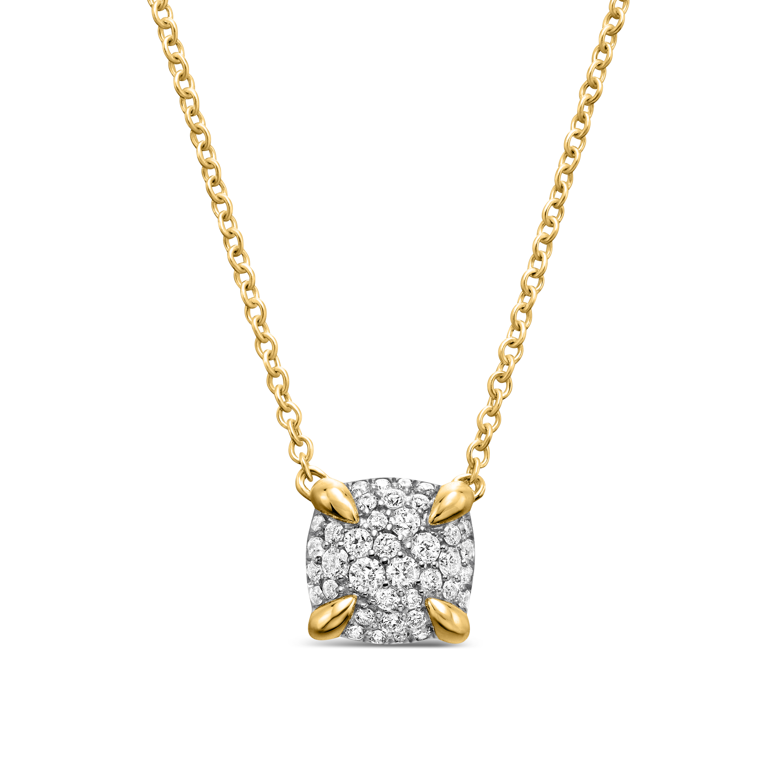 Petite Chatelaine® Pendant Necklace in 18K Yellow Gold with Pavé Diamonds, 7mm Petite Chatelaine® Pendant Necklace in 18K Yellow Gold with Pavé Diamonds, 7mm