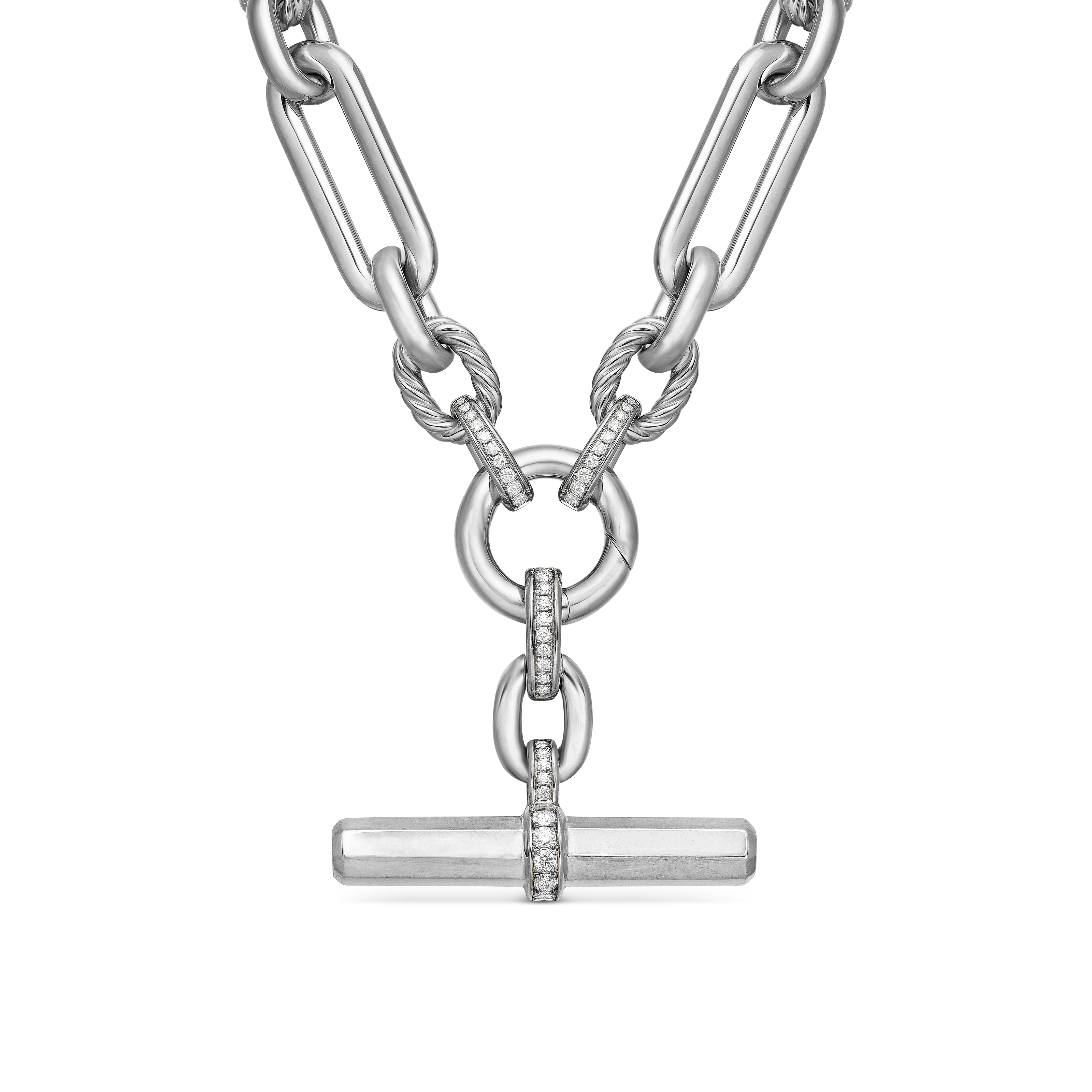 Lexington Chain Necklace in Sterling Silver with Diamonds, 9.8mm Lexington Chain Necklace in Sterling Silver with Diamonds, 9.8mm