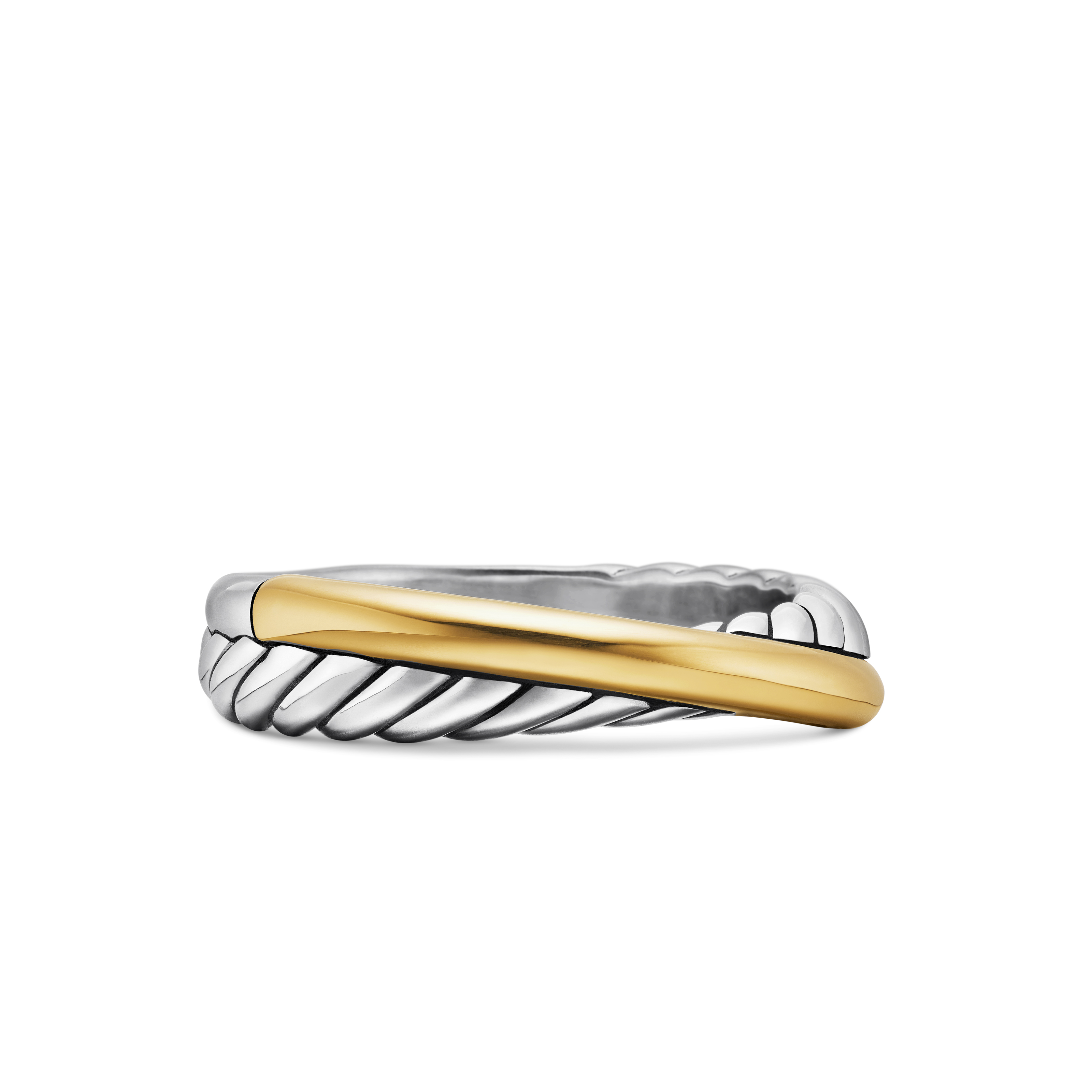 Crossover Band Ring in Sterling Silver with 18K Yellow Gold, 5.3mm Crossover Band Ring in Sterling Silver with 18K Yellow Gold, 5.3mm