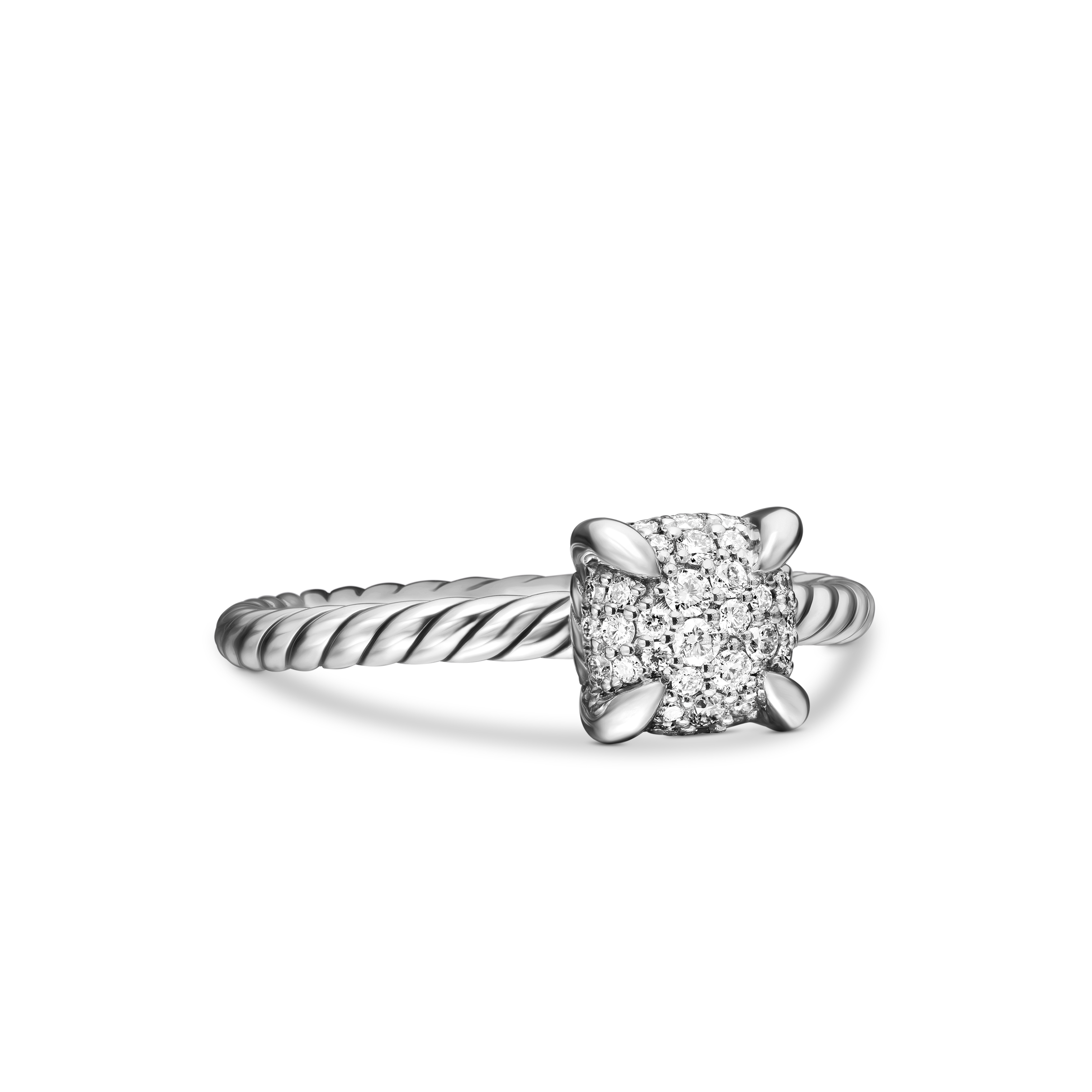 Petite Chatelaine® Ring in Sterling Silver with Pavé Diamonds, 7mm Petite Chatelaine® Ring in Sterling Silver with Pavé Diamonds, 7mm