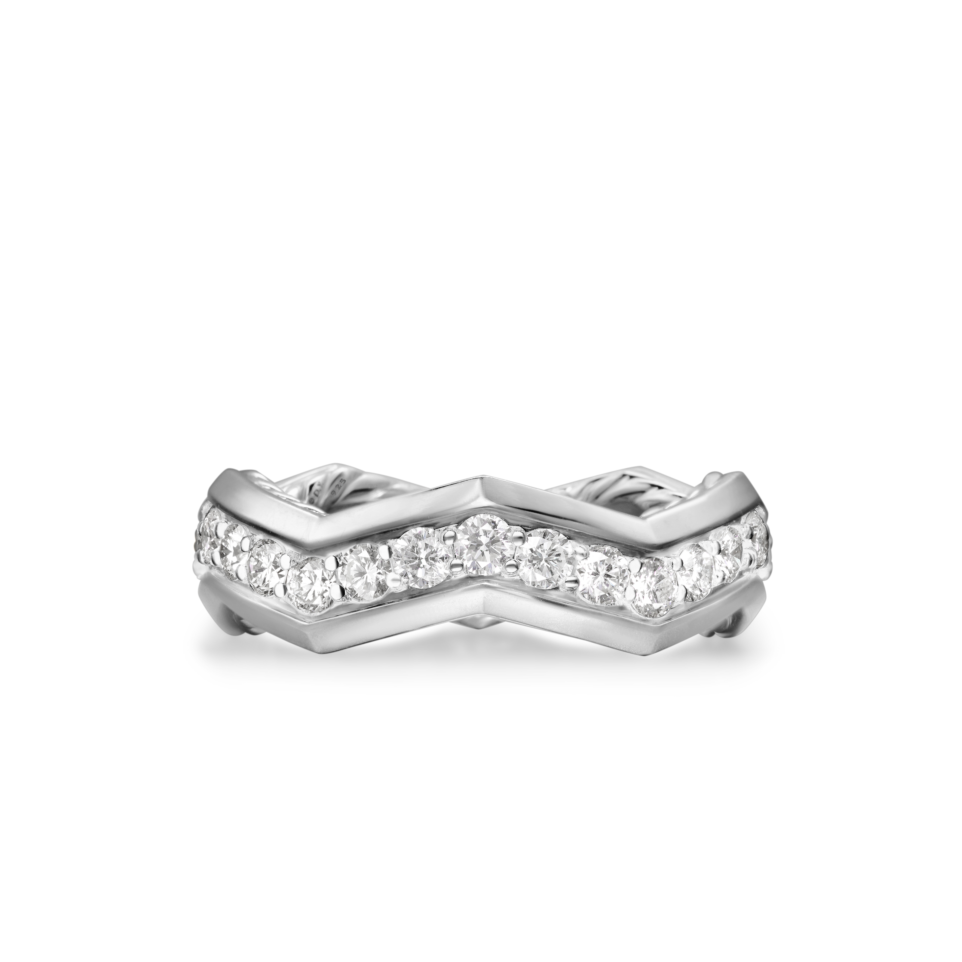 Zig Zag Stax™ Ring in Sterling Silver with Diamonds, 5mm Zig Zag Stax™ Ring in Sterling Silver with Diamonds, 5mm