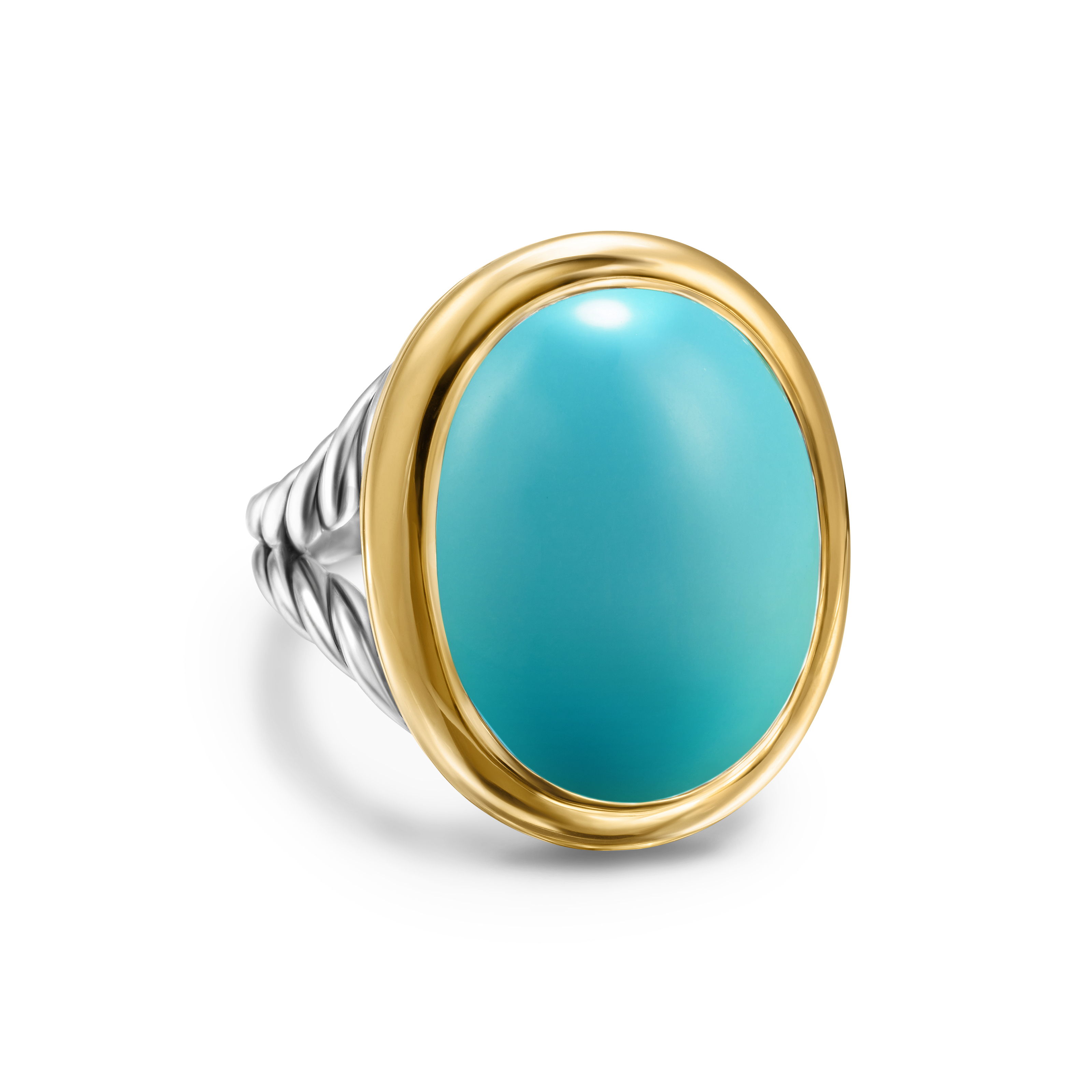 Albion® Oval Ring in Sterling Silver with 18K Yellow Gold and Turquoise, 21mm Albion® Oval Ring in Sterling Silver with 18K Yellow Gold and Turquoise, 21mm