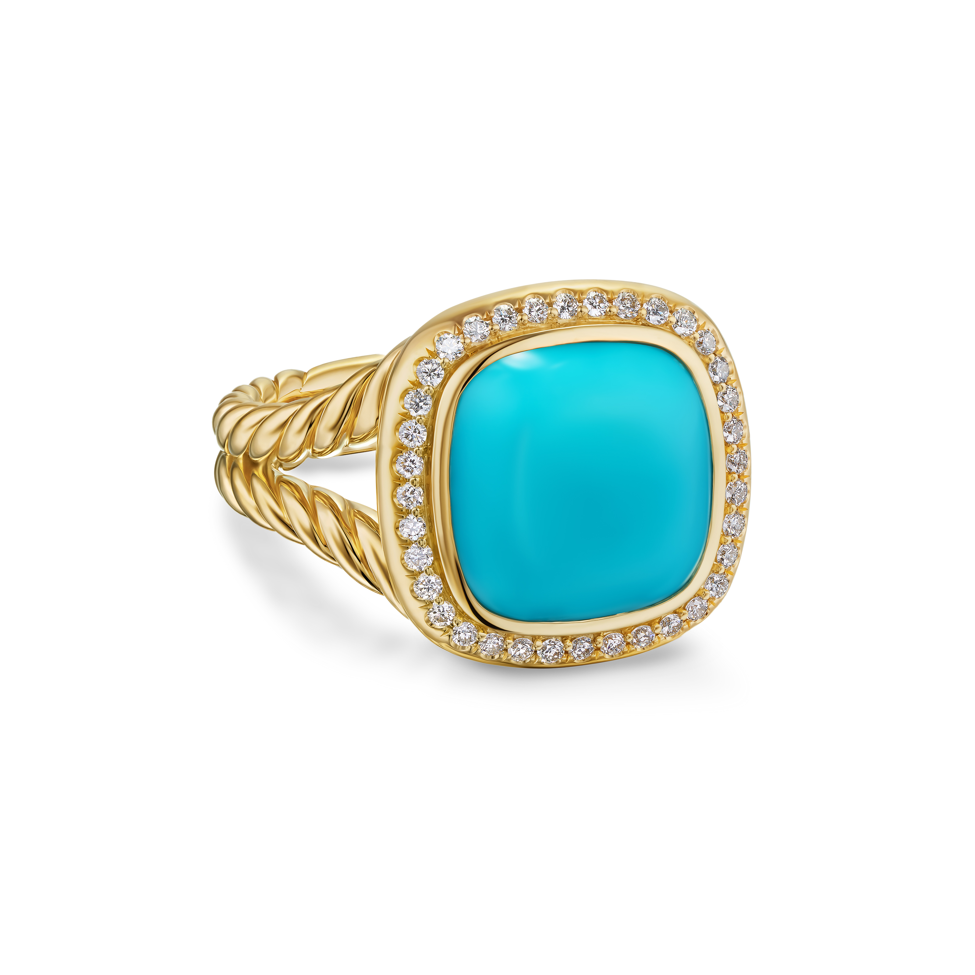Albion® Ring in 18K Yellow Gold with Turquoise and Diamonds, 11mm Albion® Ring in 18K Yellow Gold with Turquoise and Diamonds, 11mm