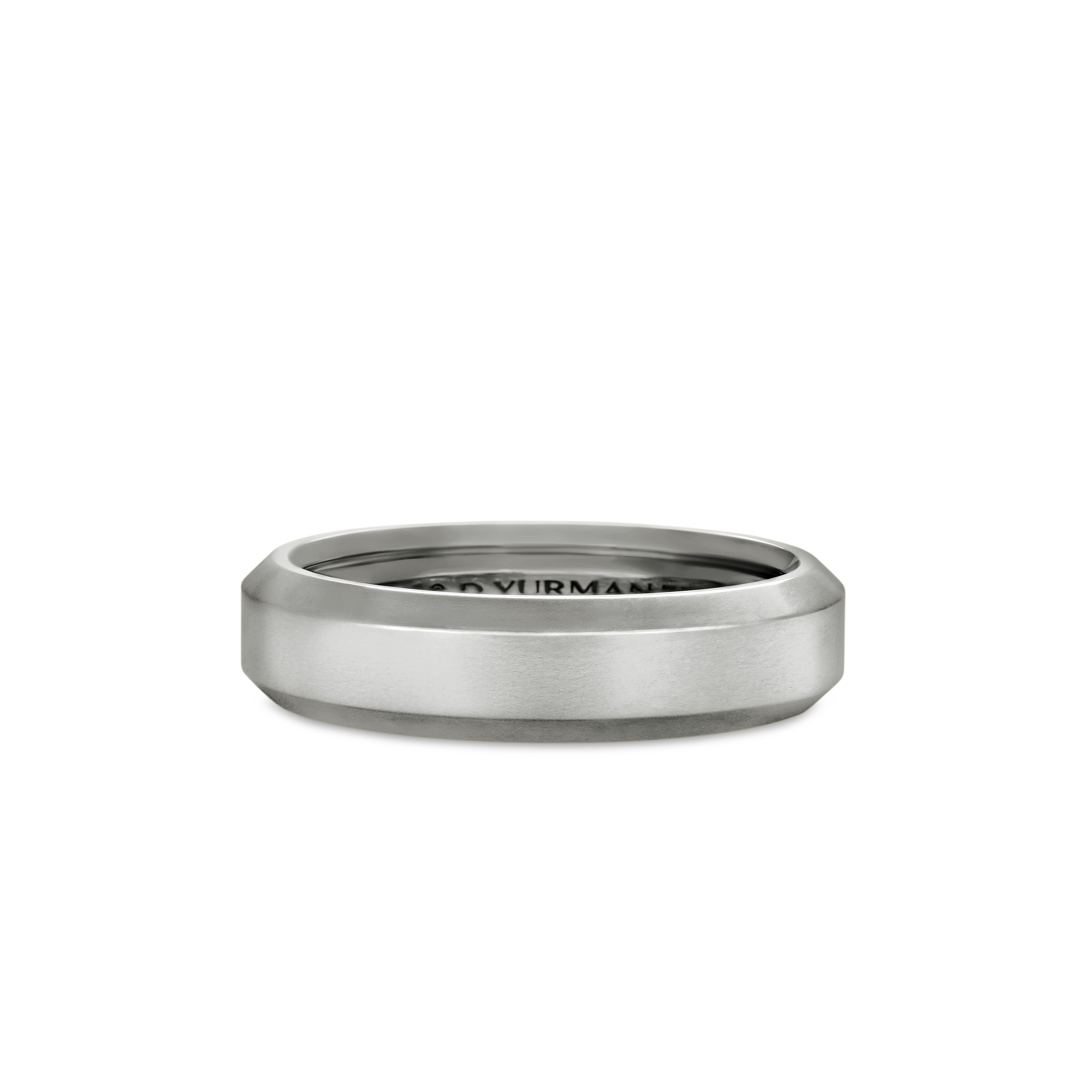 Beveled Band Ring in 18K White Gold, 6mm Beveled Band Ring in 18K White Gold, 6mm