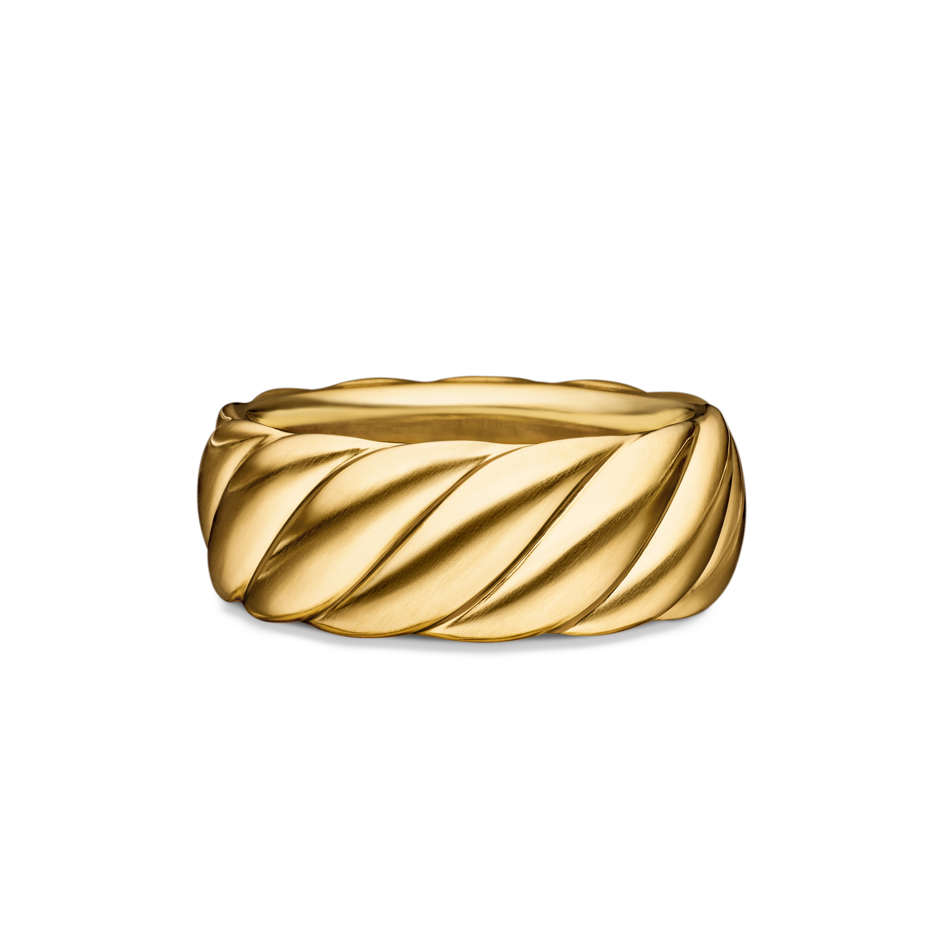 Sculpted Cable Contour Band Ring in 18K Yellow Gold, 9mm Sculpted Cable Contour Band Ring in 18K Yellow Gold, 9mm