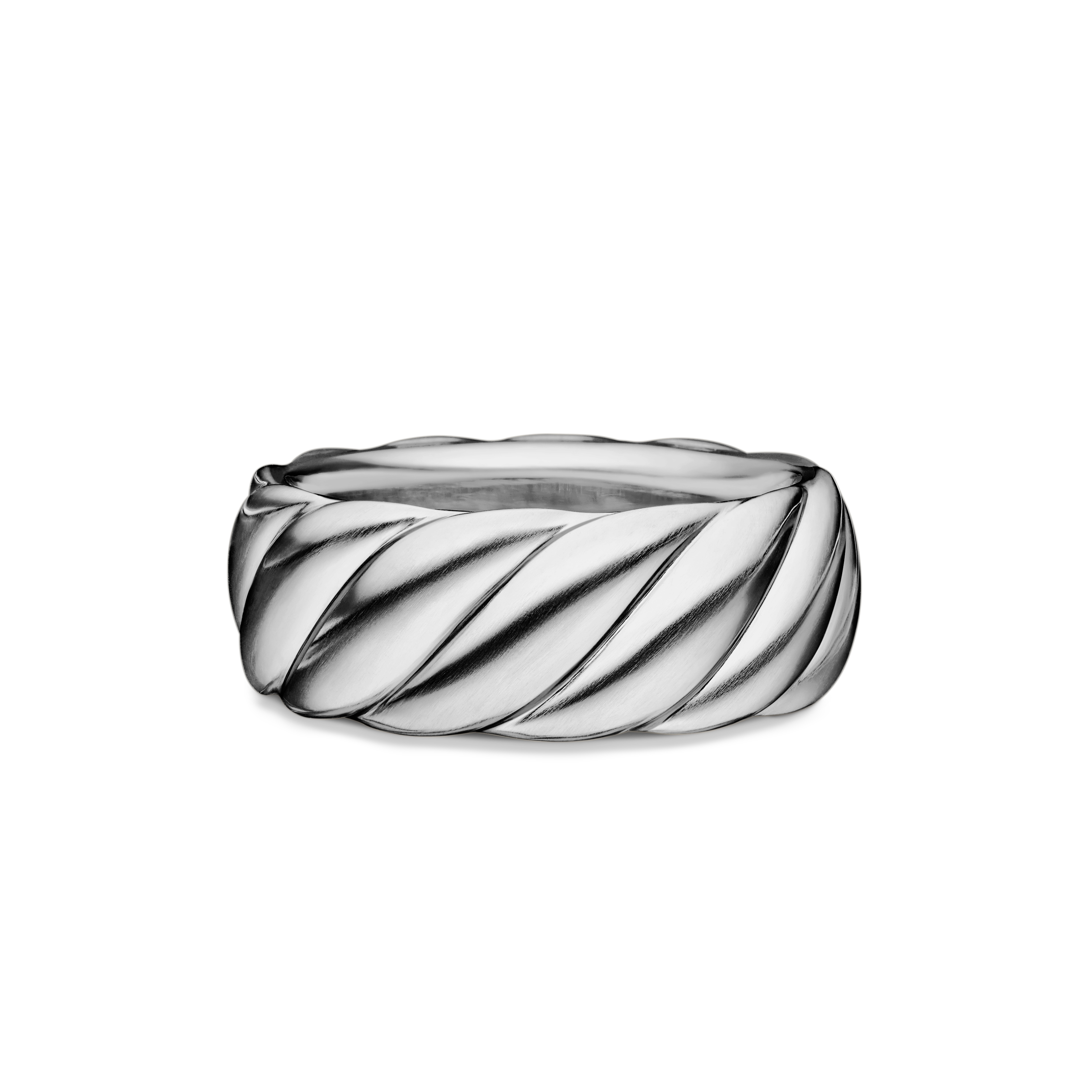 Sculpted Cable Contour Band Ring in Sterling Silver, 9mm Sculpted Cable Contour Band Ring in Sterling Silver, 9mm