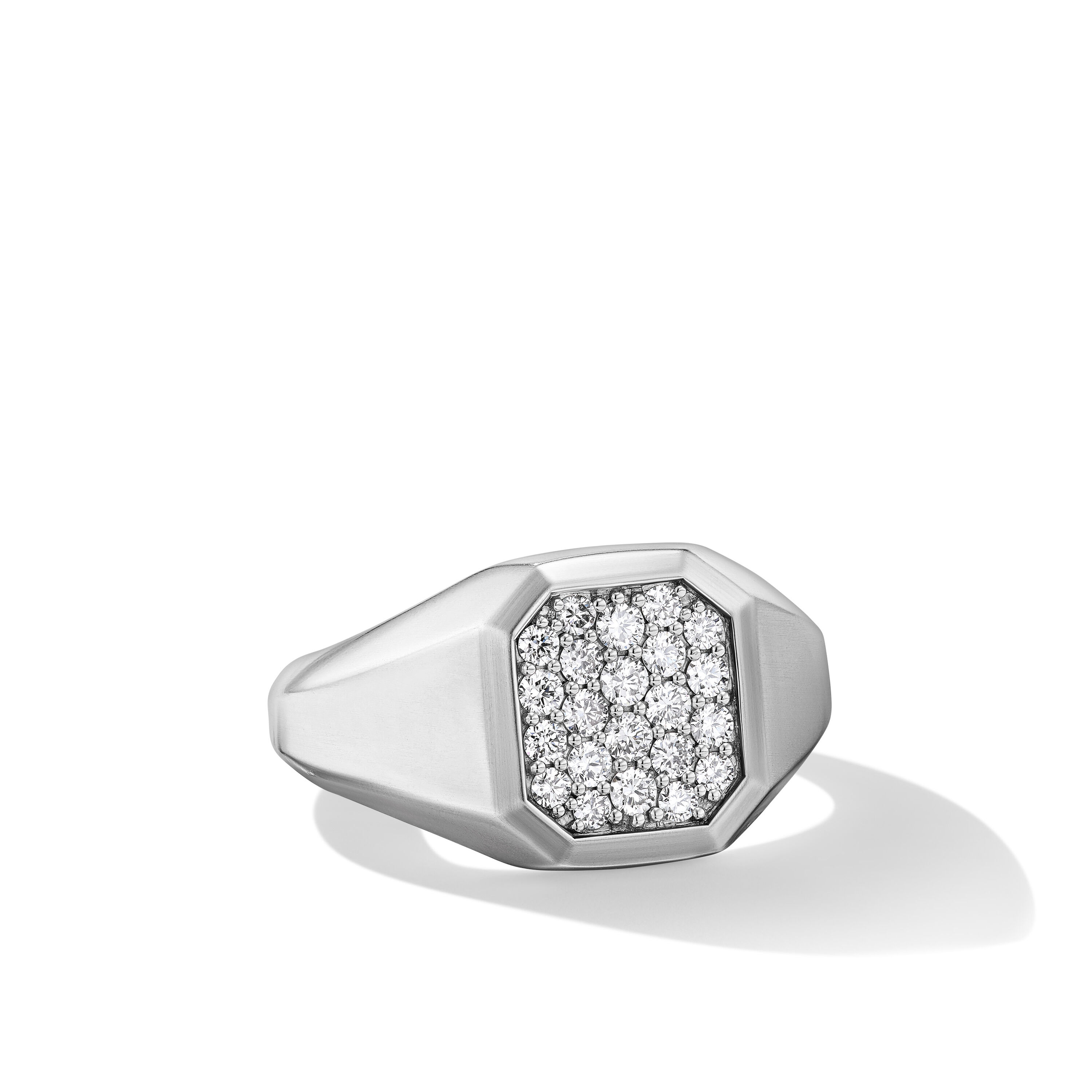 Streamline® Signet Ring in Sterling Silver with Diamonds, 14mm