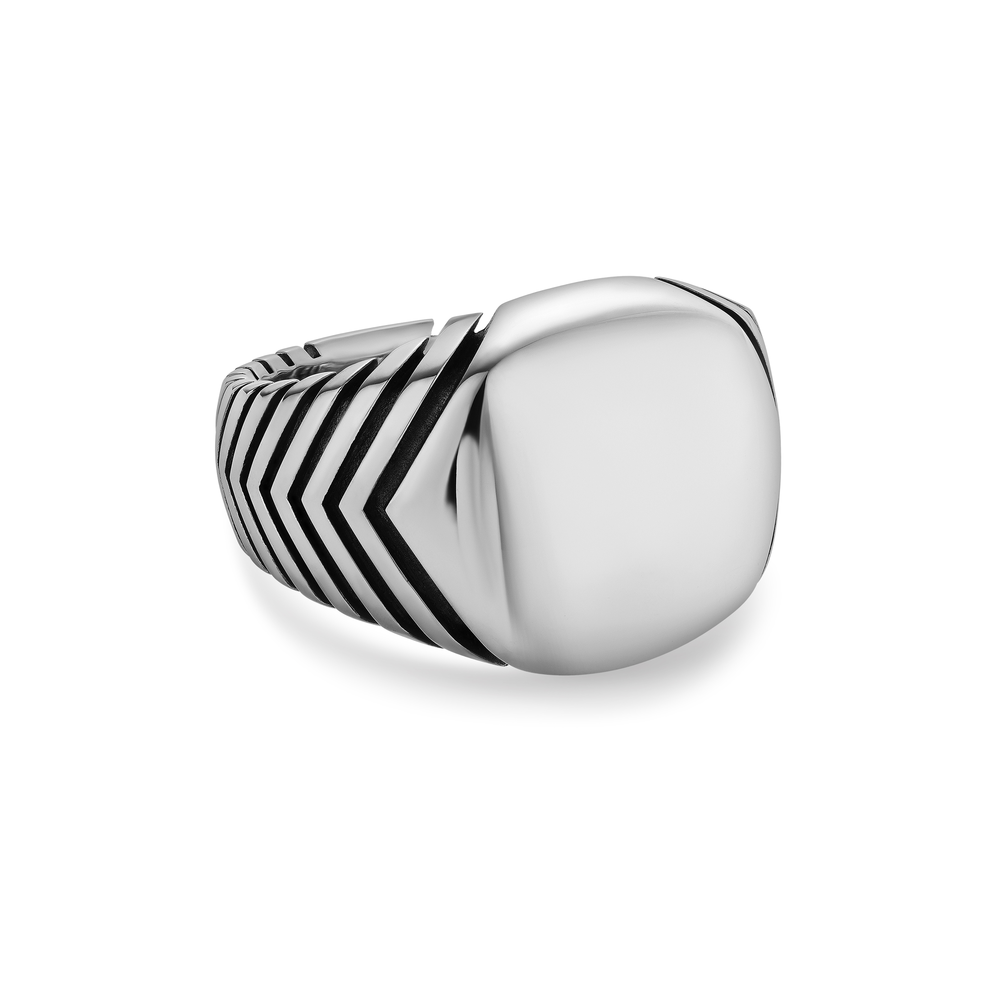 Chevron Signet Ring in Sterling Silver, 18mm Chevron Signet Ring in Sterling Silver, 18mm