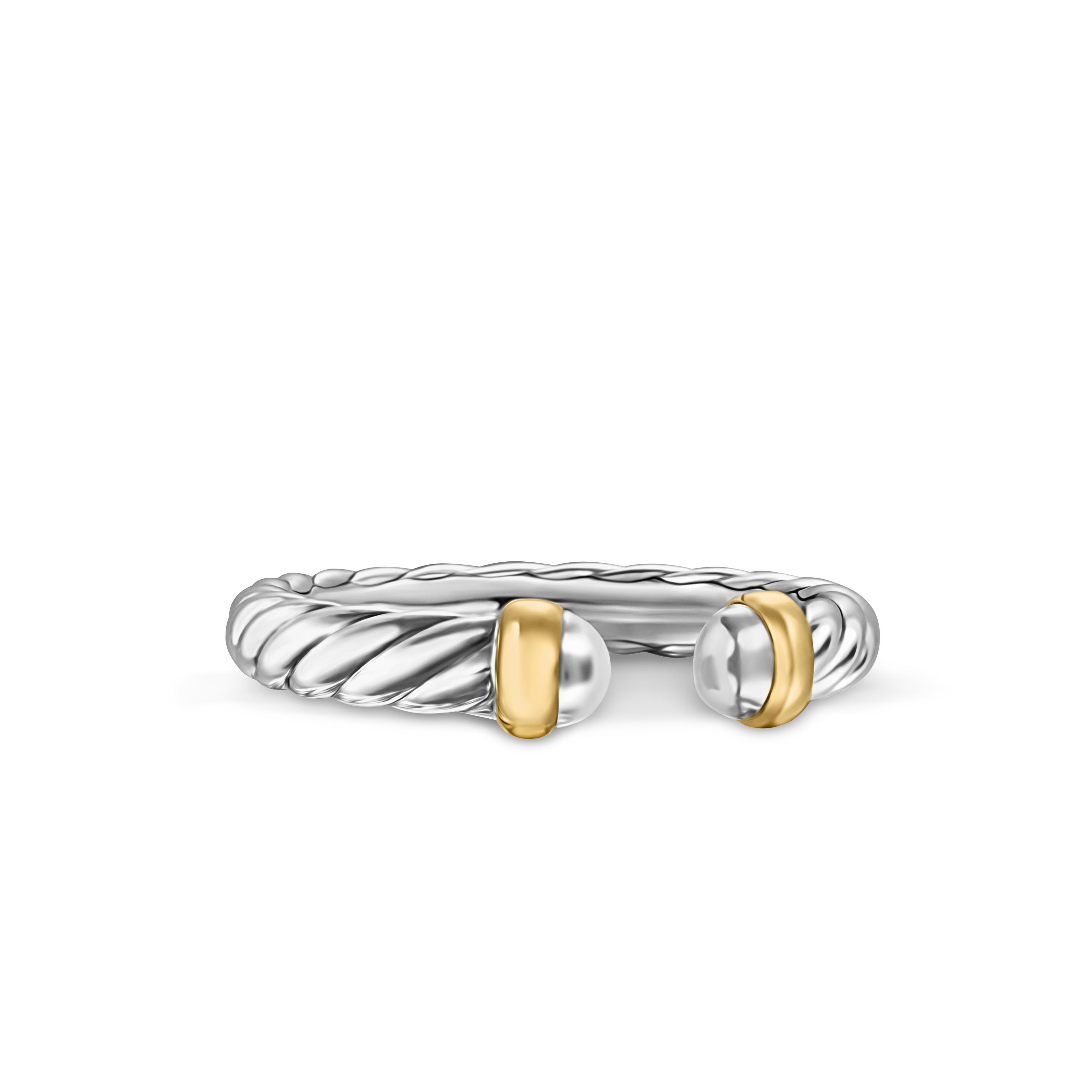 Petite Cable Ring in Sterling Silver with 14K Yellow Gold, 3.4mm Petite Cable Ring in Sterling Silver with 14K Yellow Gold, 3.4mm