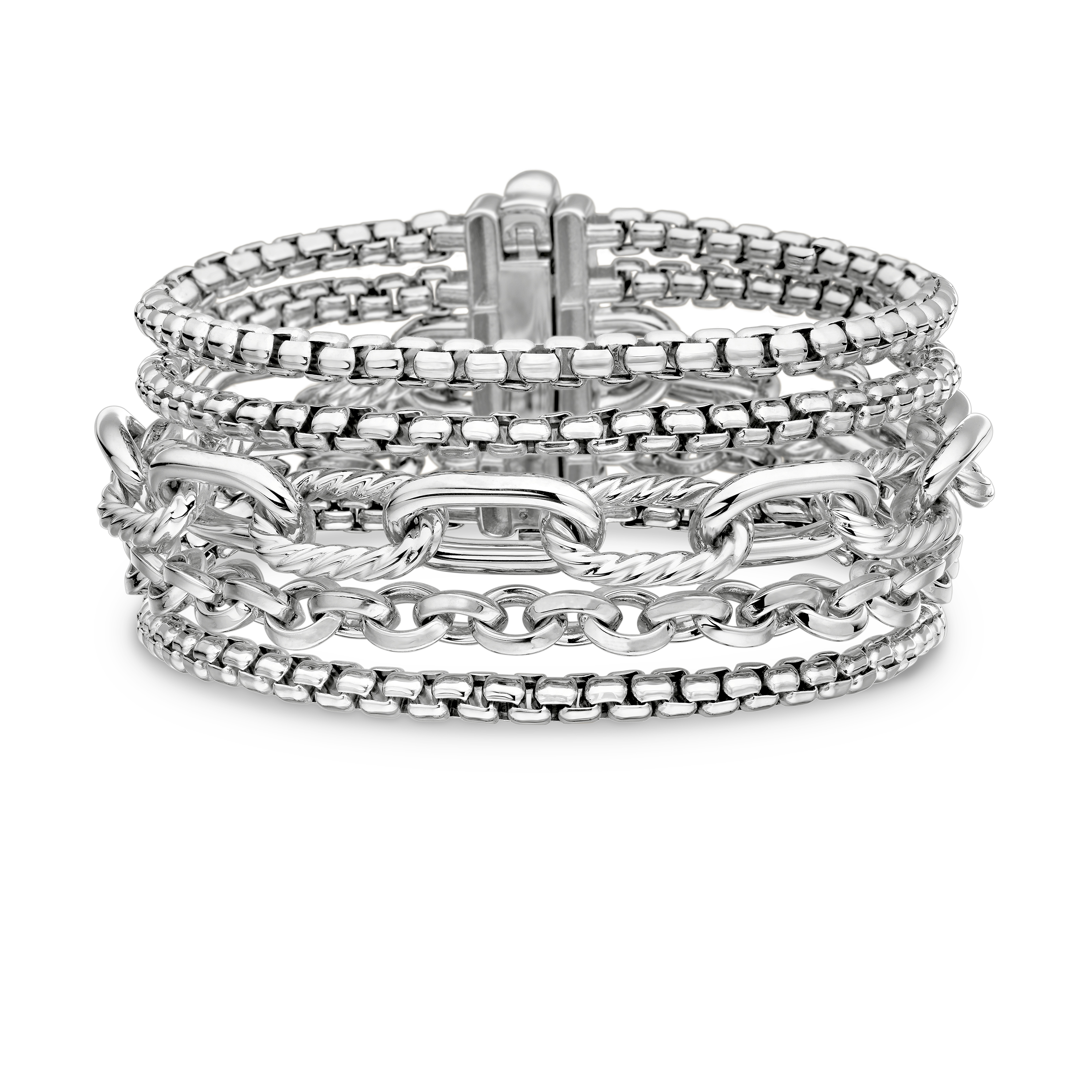 Multi Row Chain Bracelet in Sterling Silver, 29mm Multi Row Chain Bracelet in Sterling Silver, 29mm