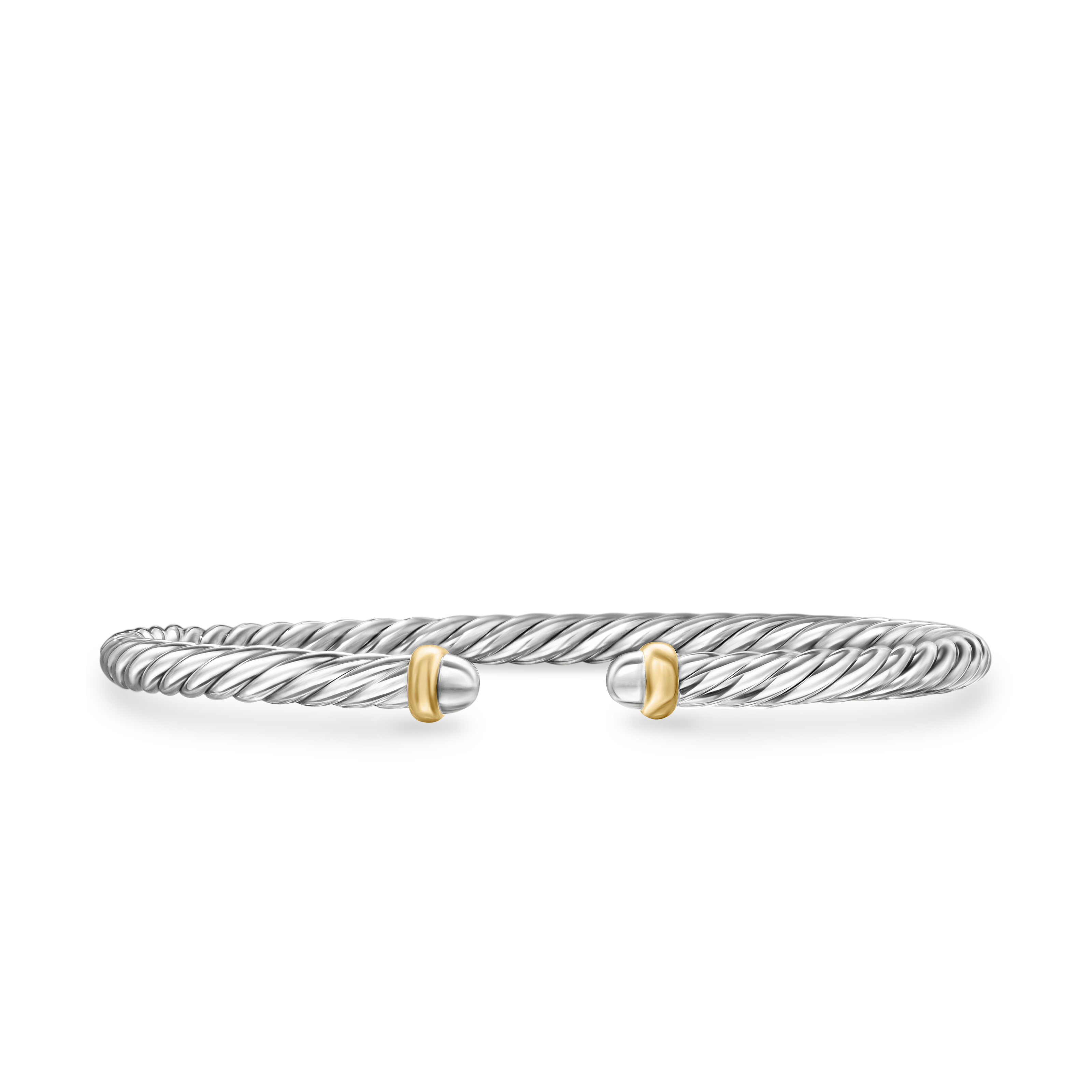 Cable Flex Bracelet in Sterling Silver with 14K Yellow Gold, 4mm Cable Flex Bracelet in Sterling Silver with 14K Yellow Gold, 4mm