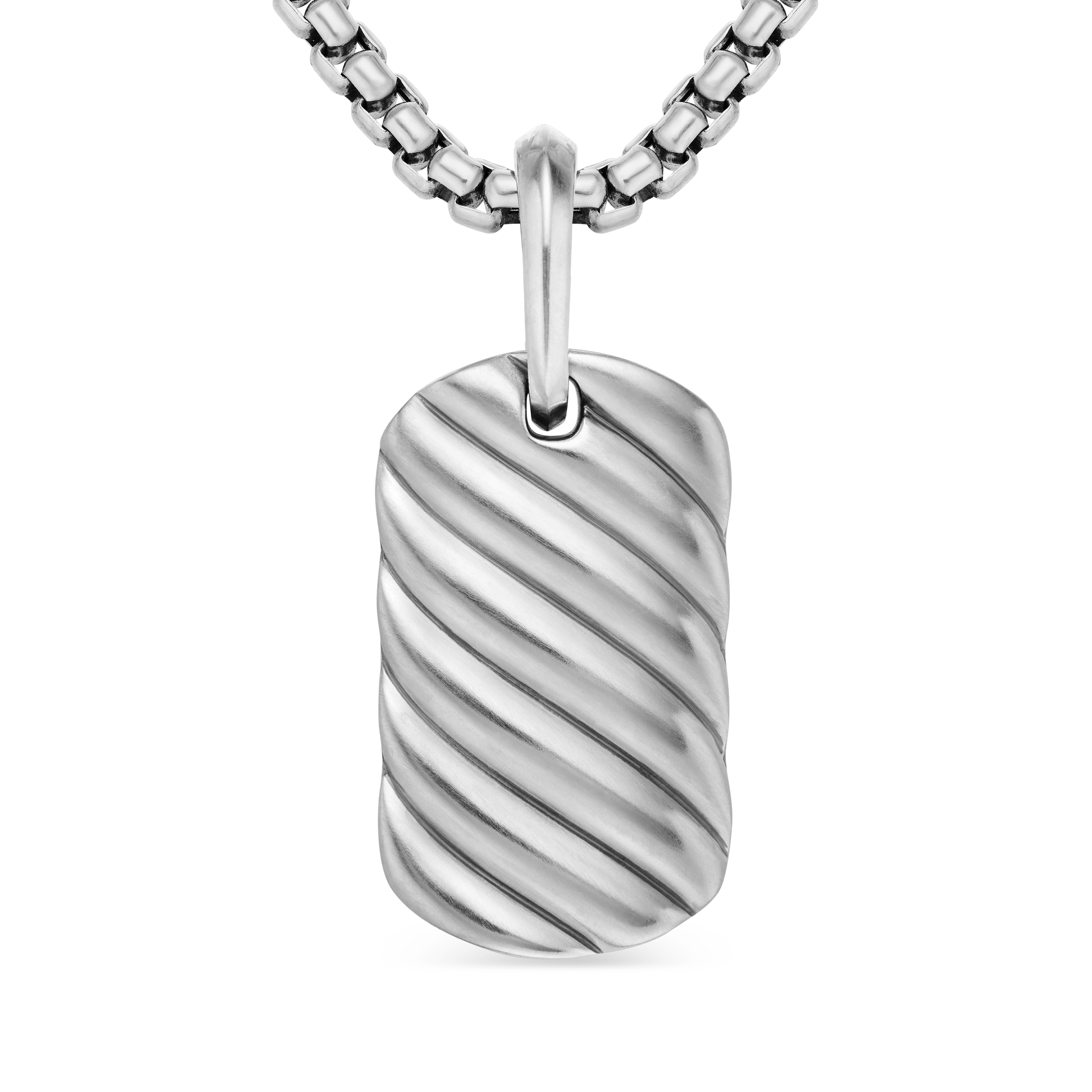 Sculpted Cable Tag in Sterling Silver, 21mm Sculpted Cable Tag in Sterling Silver, 21mm