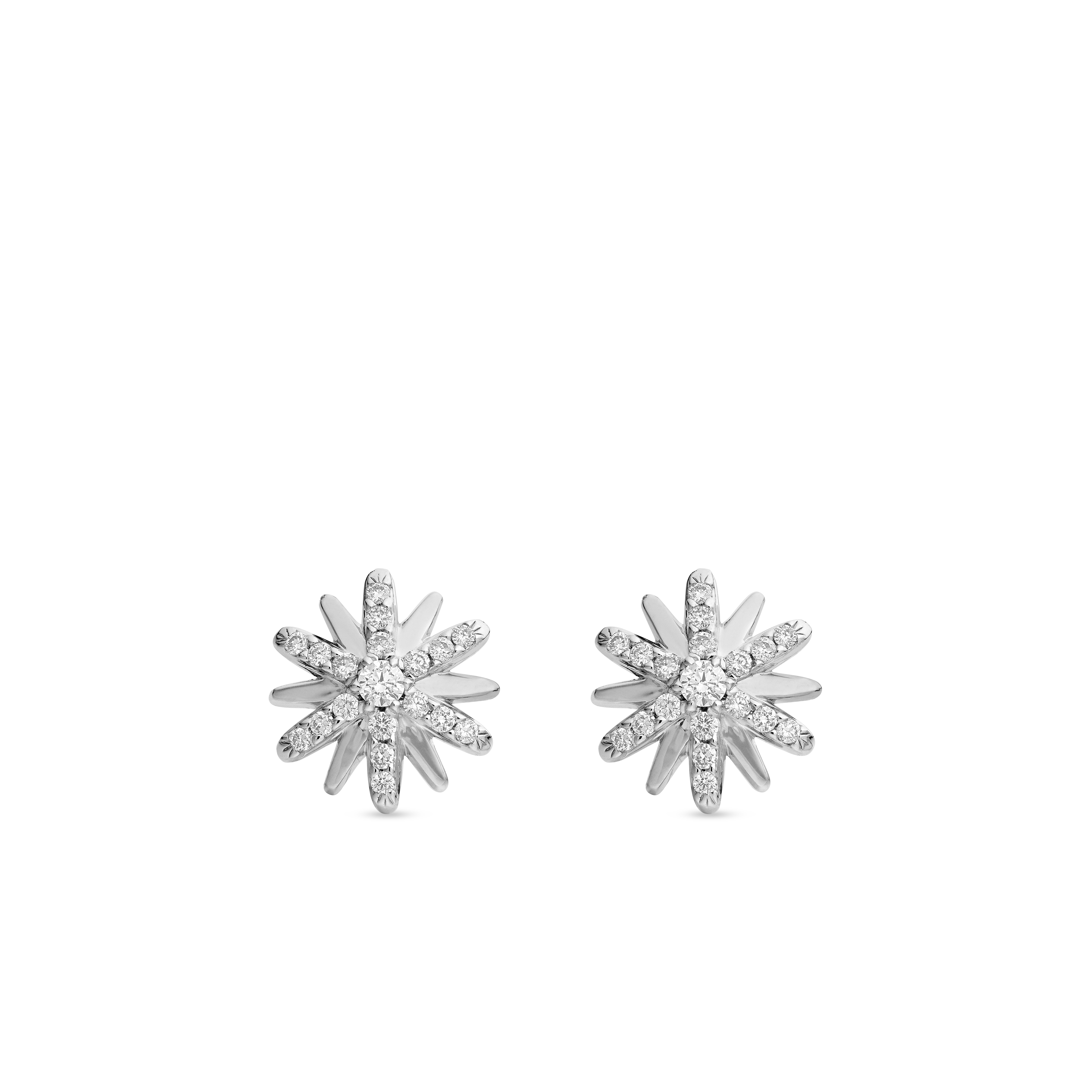 Petite Starburst Stud Earrings in Sterling Silver with Diamonds, 10mm Petite Starburst Stud Earrings in Sterling Silver with Diamonds, 10mm