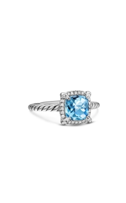 Petite Chatelaine® Pavé Bezel Ring in Sterling Silver with Blue Topaz and Diamonds, 7mm thumbnail 1