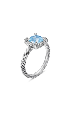 Petite Chatelaine® Pavé Bezel Ring in Sterling Silver with Blue Topaz and Diamonds, 7mm thumbnail 2