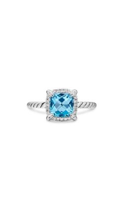 Petite Chatelaine® Pavé Bezel Ring in Sterling Silver with Blue Topaz and Diamonds, 7mm thumbnail 3