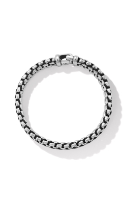 Woven Box Chain Bracelet in Sterling Silver with Black Nylon, 12mm thumbnail 2