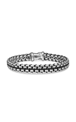 Woven Box Chain Bracelet in Sterling Silver with Black Nylon, 12mm thumbnail 3