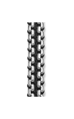 Woven Box Chain Bracelet in Sterling Silver with Black Nylon, 12mm thumbnail 4