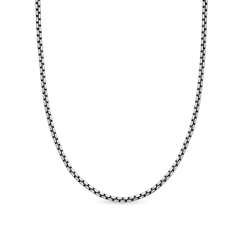 Men's Small Box Chain Necklace in Sterling Silver