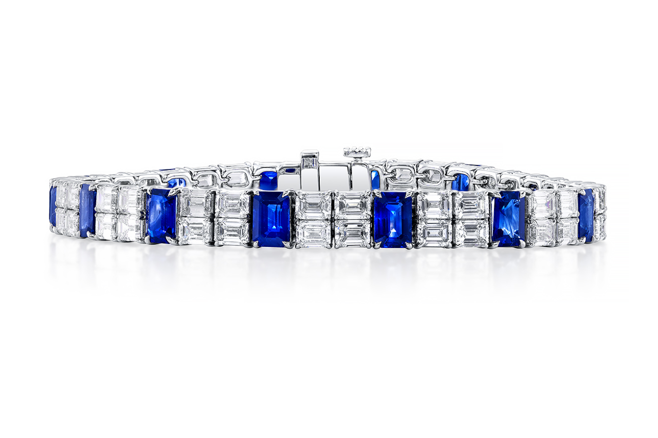 An elegant diamond and sapphire tennis bracelet from the Alson Signature Collection, available at Alson Jewelers. An elegant diamond and sapphire tennis bracelet from the Alson Signature Collection, available at Alson Jewelers.